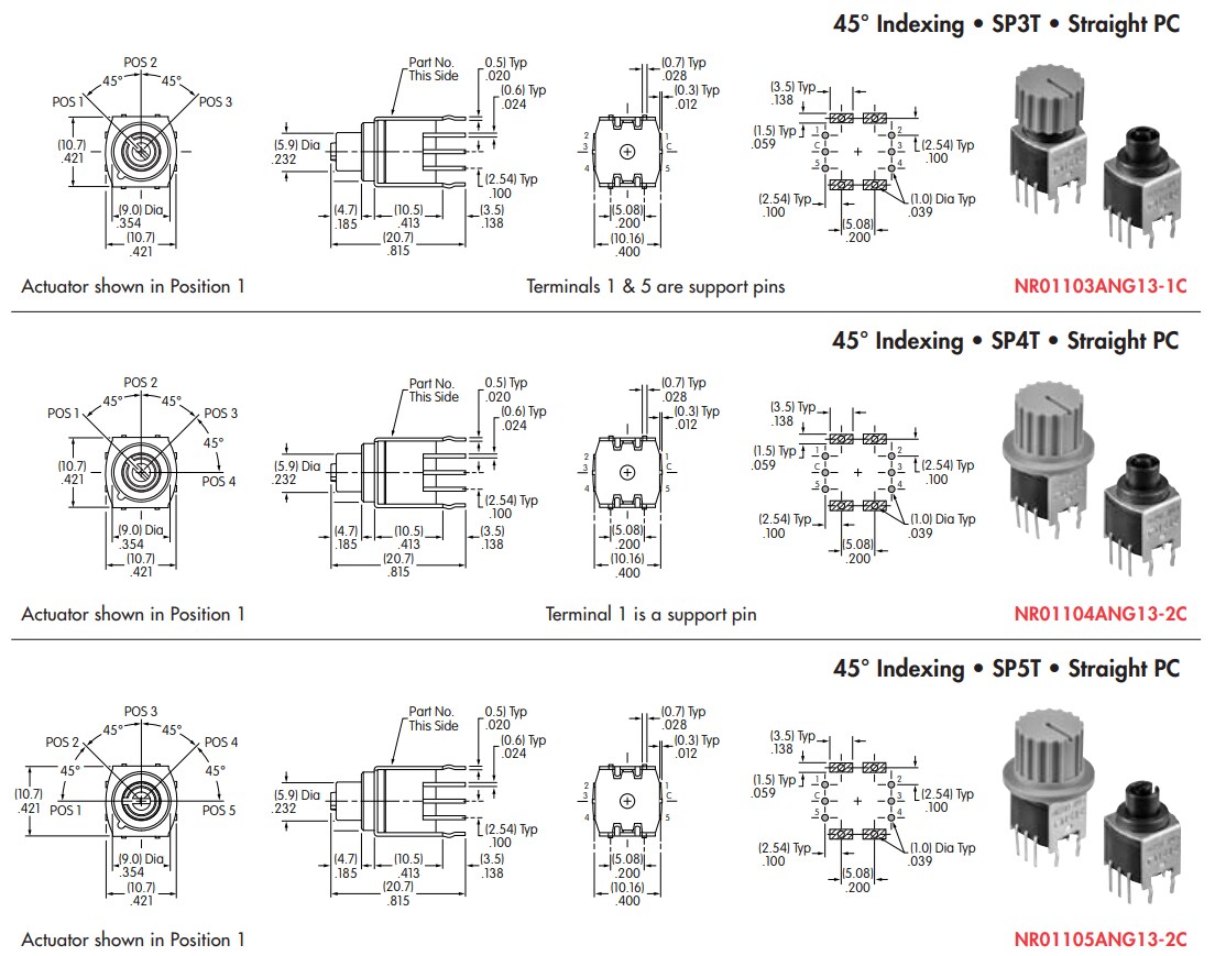 NKK Switches NR01 Series Sealed Rotary Switches